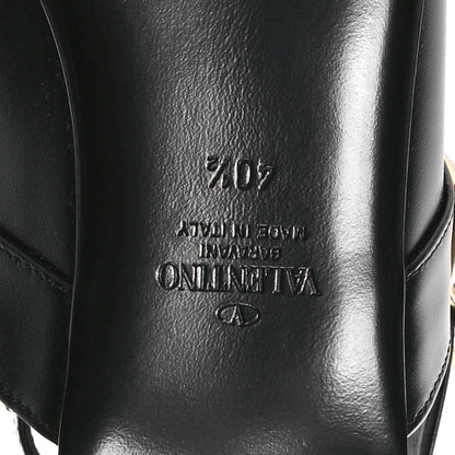 Valentino Garavani Calfskin Roman Stud Ankle Strap Flat Mules 40.5 Black 7 of 9