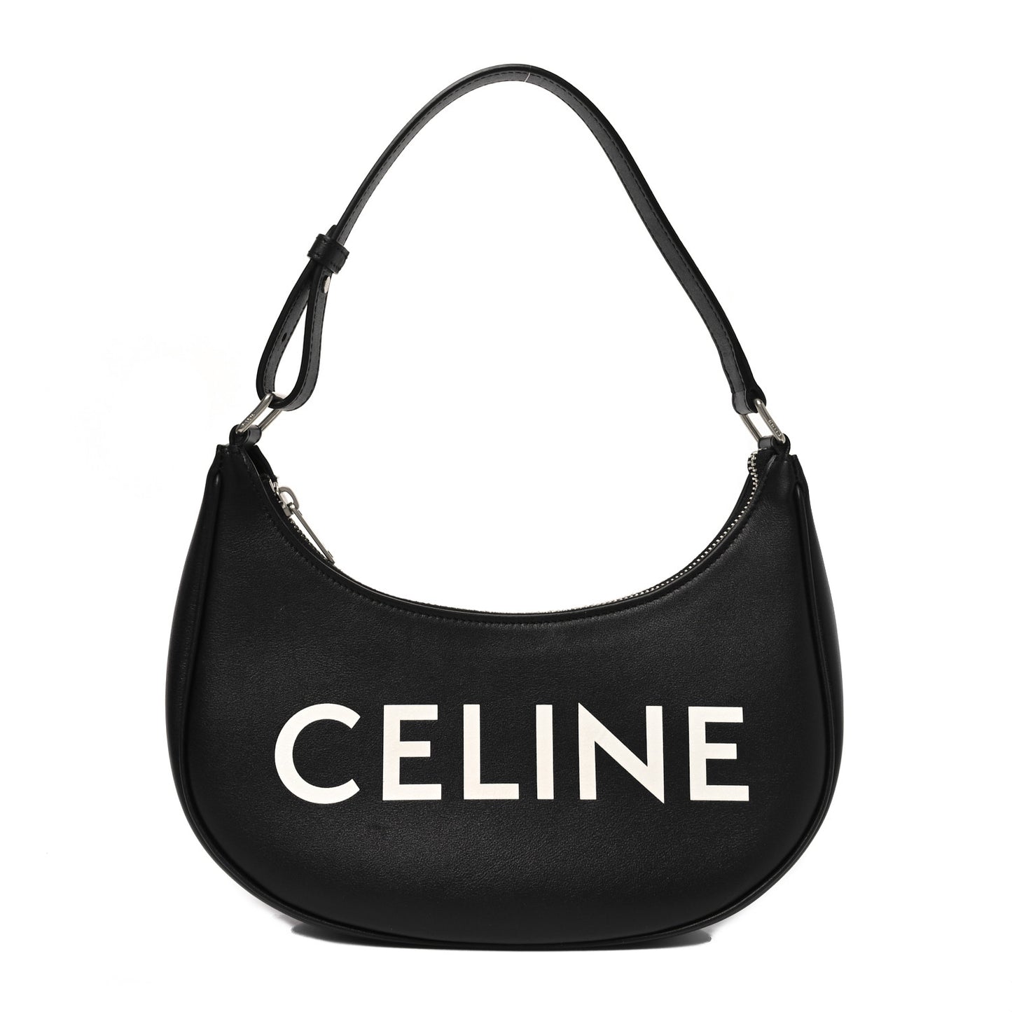 Calfskin Ava Logo Shoulder Bag Black