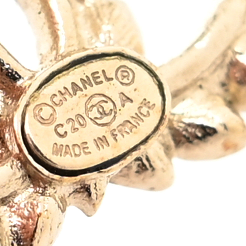 Chanel Strass Crystal Dazzling Wheat CC Earrings Black Gold 4 of 4