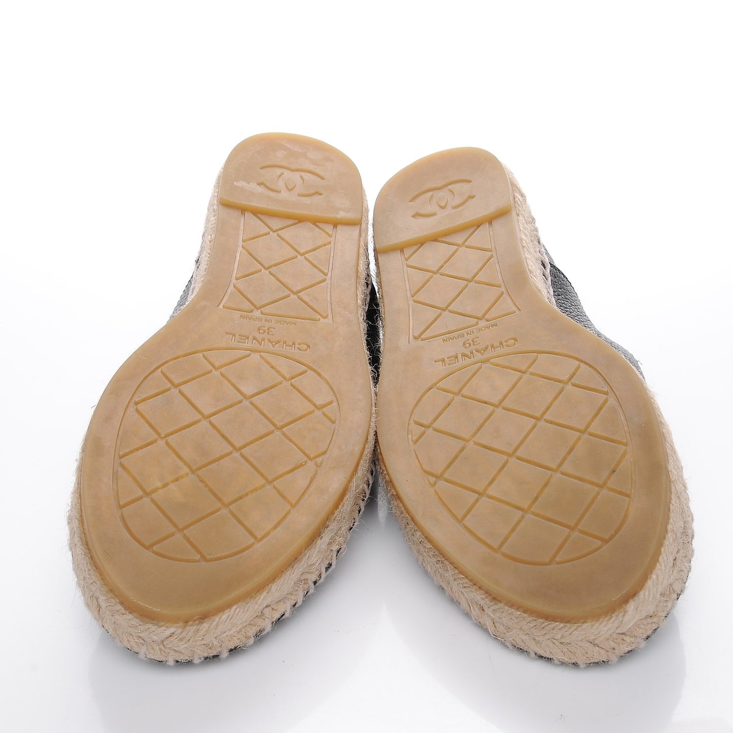 Grained Calfskin CC Espadrilles 39 Black