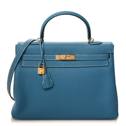 Hermes Togo Kelly Retourne 35 Blue Jean 1 of 10