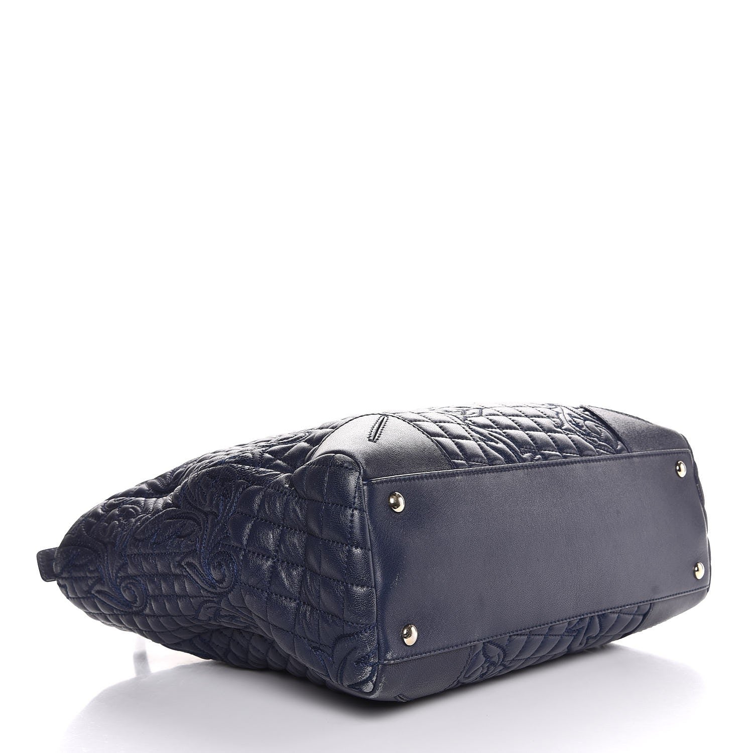 Versace Barocco Quilted Nappa Elettra Vanitas Tote Navy 4 of 18