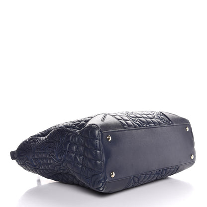 Versace Barocco Quilted Nappa Elettra Vanitas Tote Navy 4 of 18