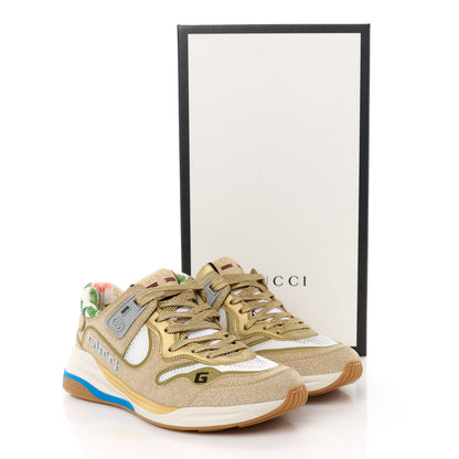 Gucci Metallic Calfskin Glitter Mesh Womens Ultrapace Sneakers 36 Gold 9 of 9