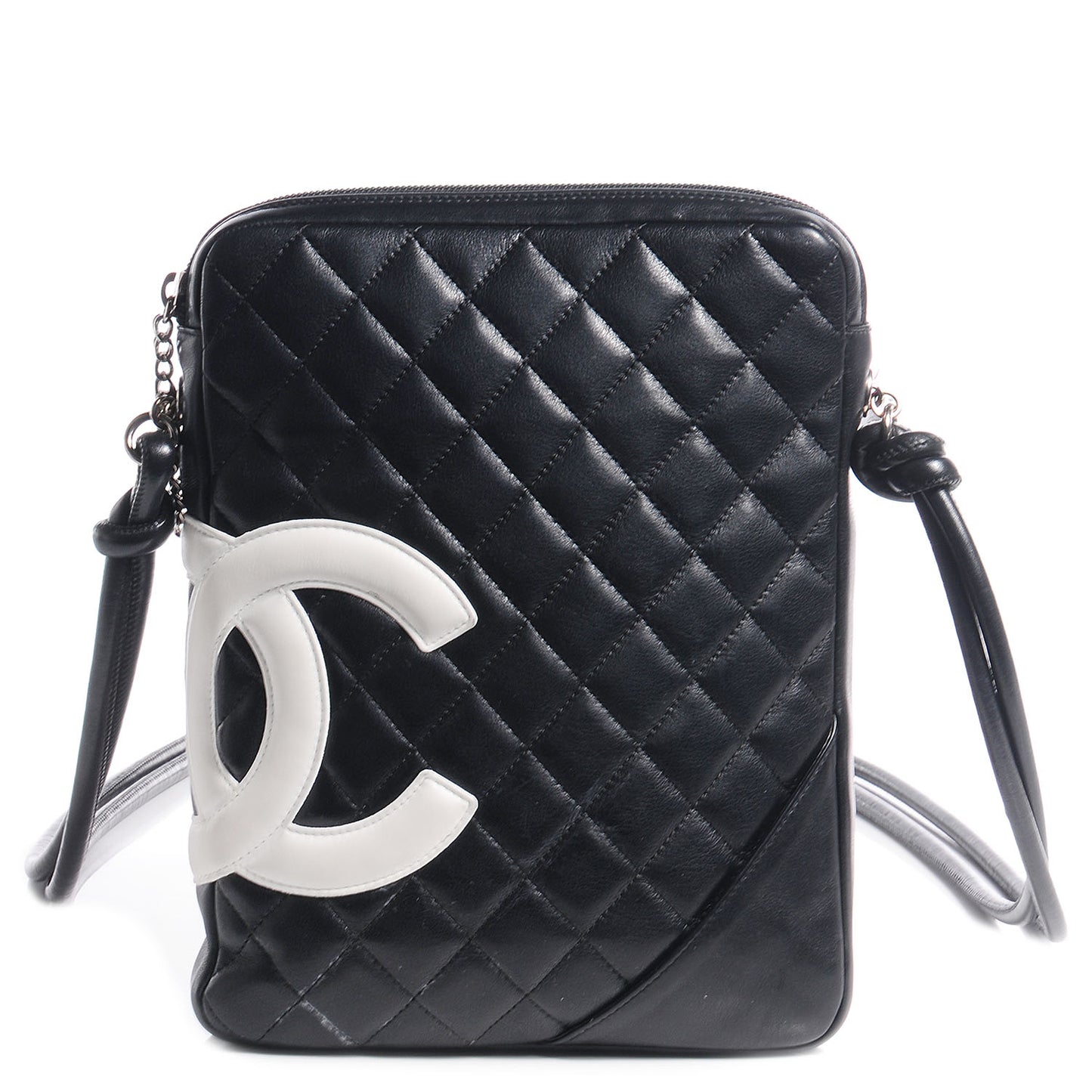 Calfskin Cambon Medium Messenger Black White