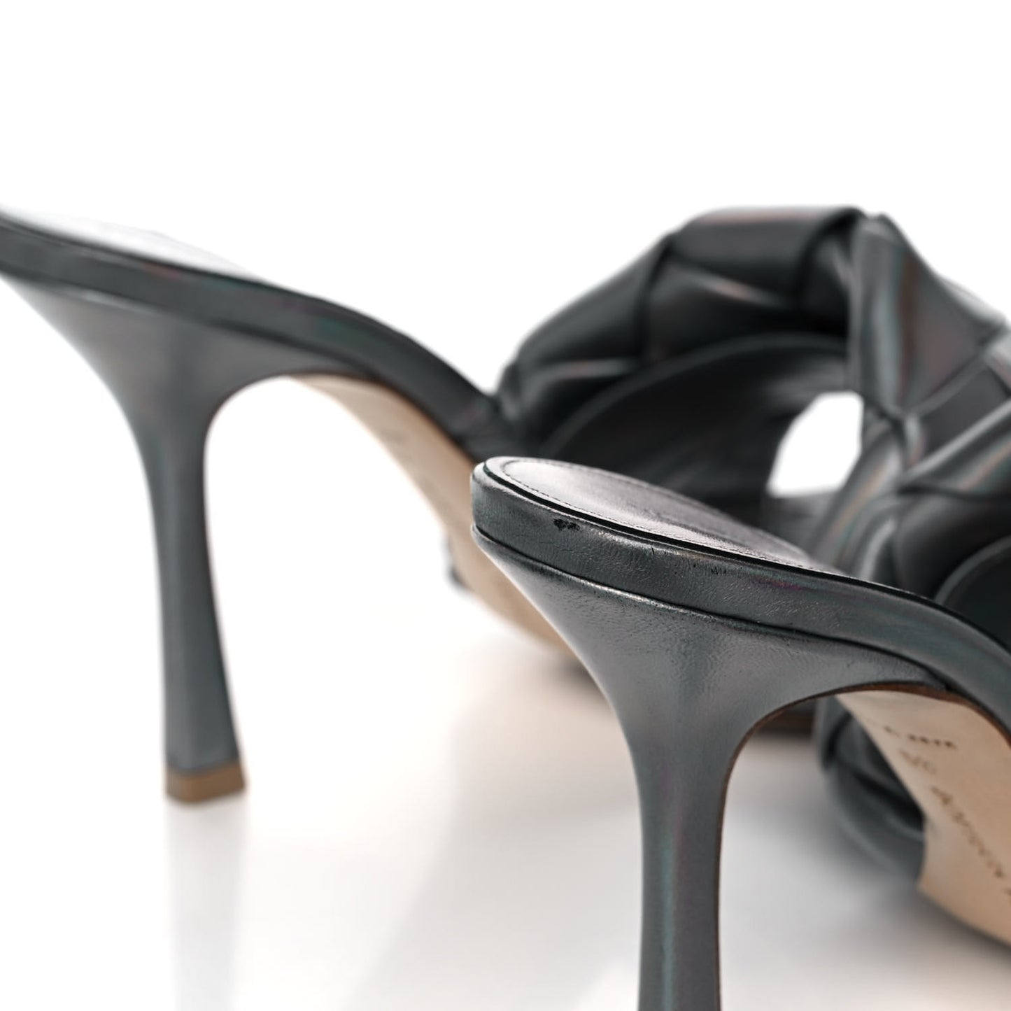 Laser Nappa Maxi Intrecciato Lido 90mm Mule Sandals 39 Oyster