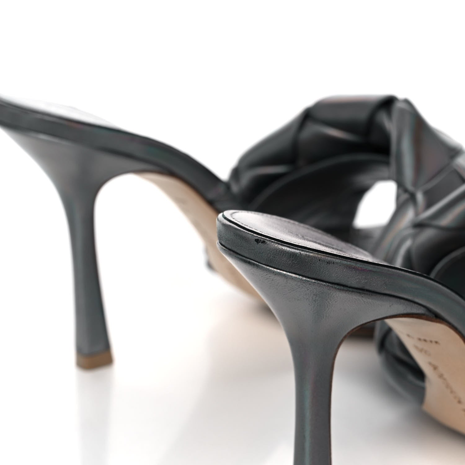 Bottega Veneta Laser Nappa Maxi Intrecciato Lido 90mm Mule Sandals 39 Oyster 9 of 10