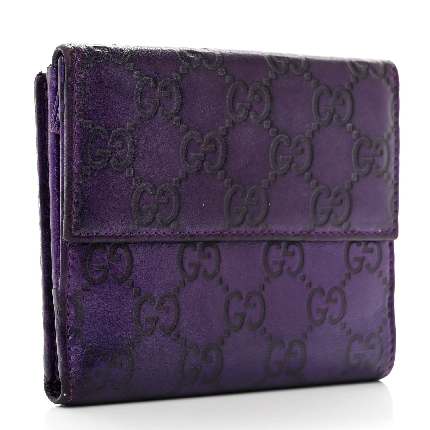 Gucci Metallic Soft Guccissima Icon Bar French ID Wallet Purple 3 of 7
