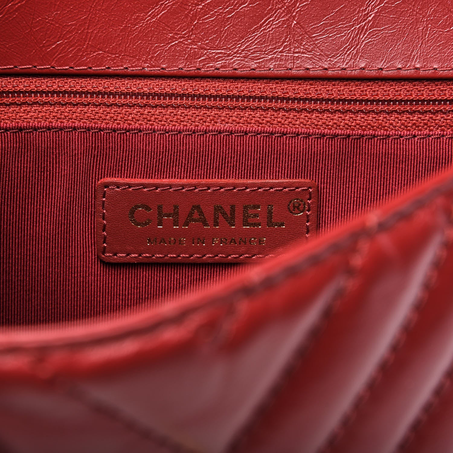 Chanel Calfskin Chevron Quilted Top Handle Flap Red 8 of 10