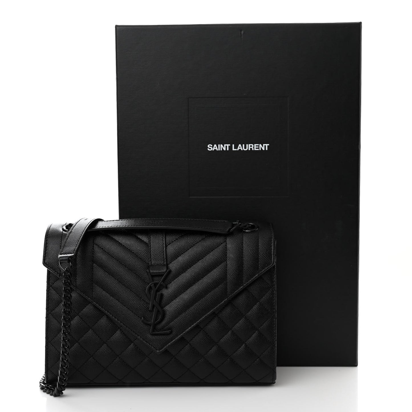 Grain De Poudre Textured Mixed Matelasse Triquilt Medium Monogram Monochrome Satchel Black