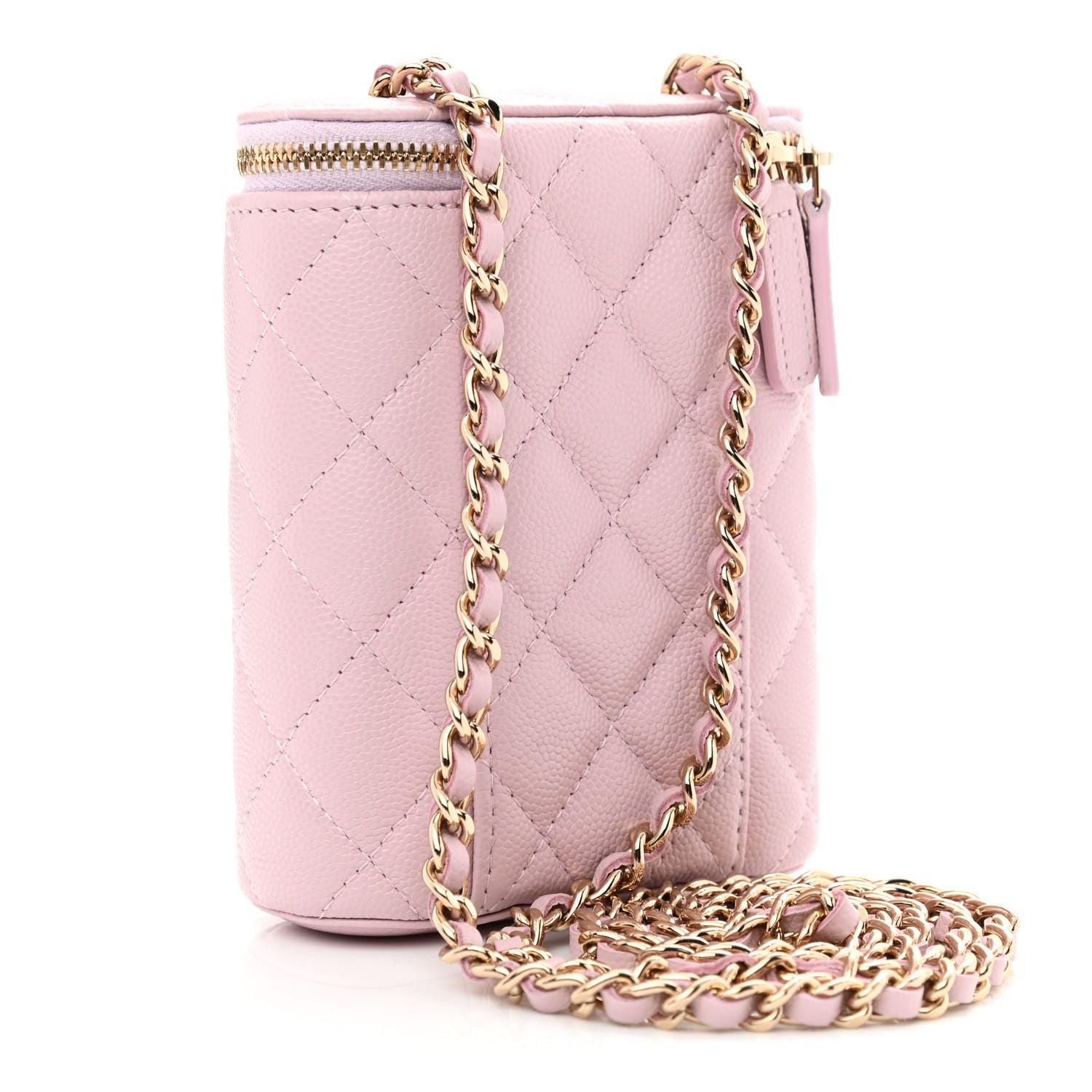 Chanel Caviar Quilted Small Vertical Coco Beauty Vanity Case With Chain Light Pink 3 of 11