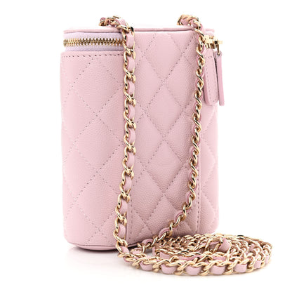 Chanel Caviar Quilted Small Vertical Coco Beauty Vanity Case With Chain Light Pink 3 of 11