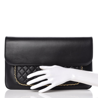 Chanel Lambskin Quilted CC Unchained Clutch Black 2 of 10