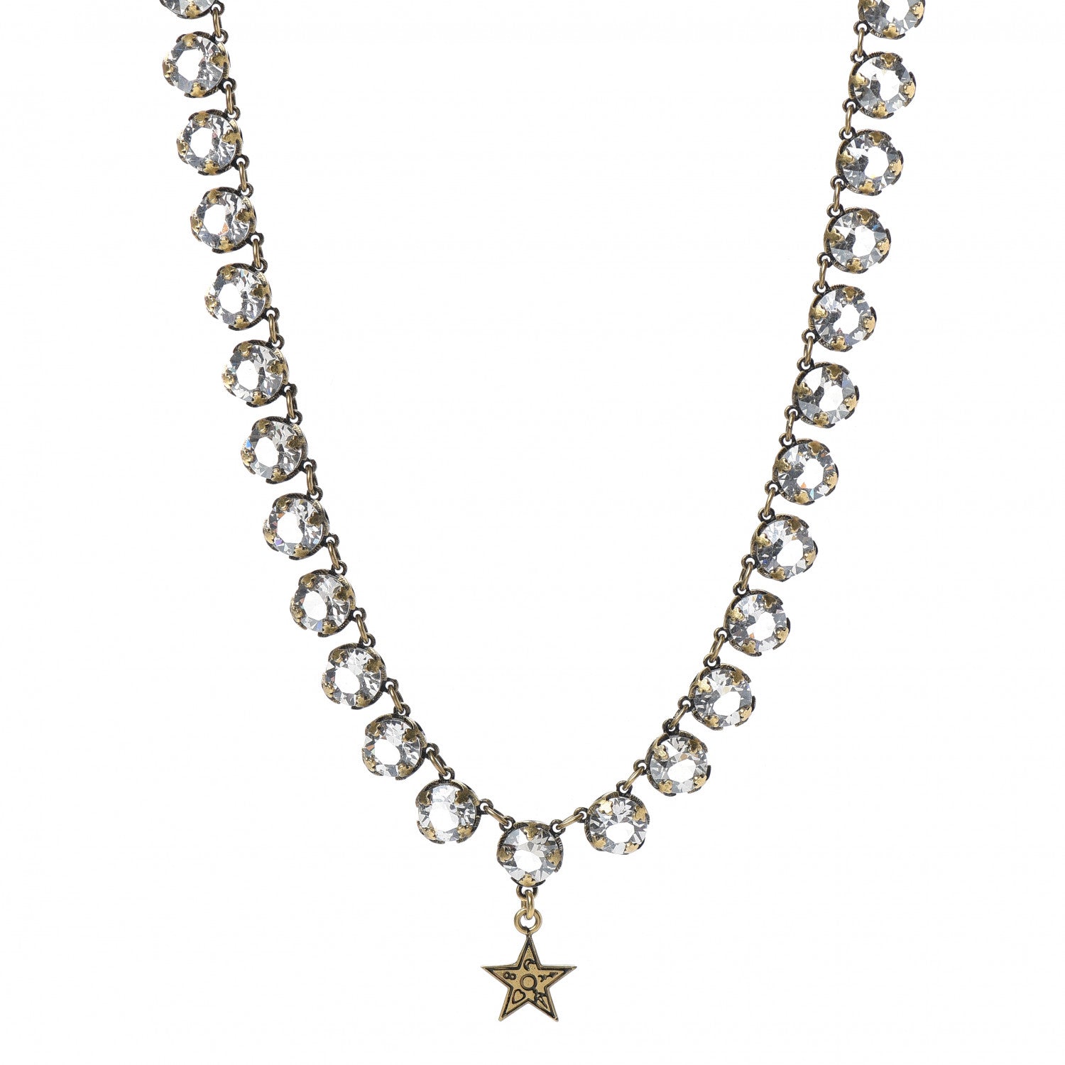 Christian Dior Crystal Star Necklace Gold 1 of 5