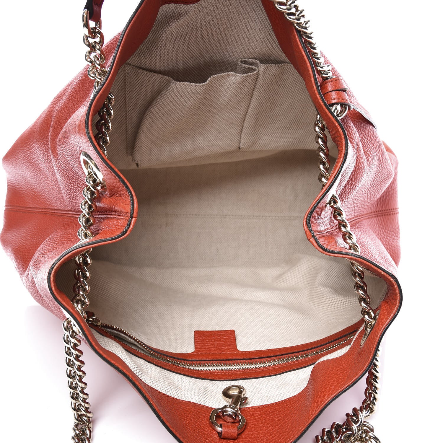 Gucci Pebbled Calfskin Medium Soho Chain Shoulder Bag Sun Orange 4 of 11