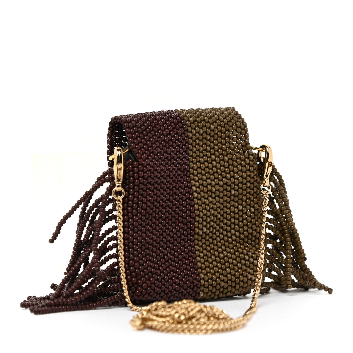 Fendi Glass Beaded Mini Pico Baguette Tobacco Moro 2 of 7