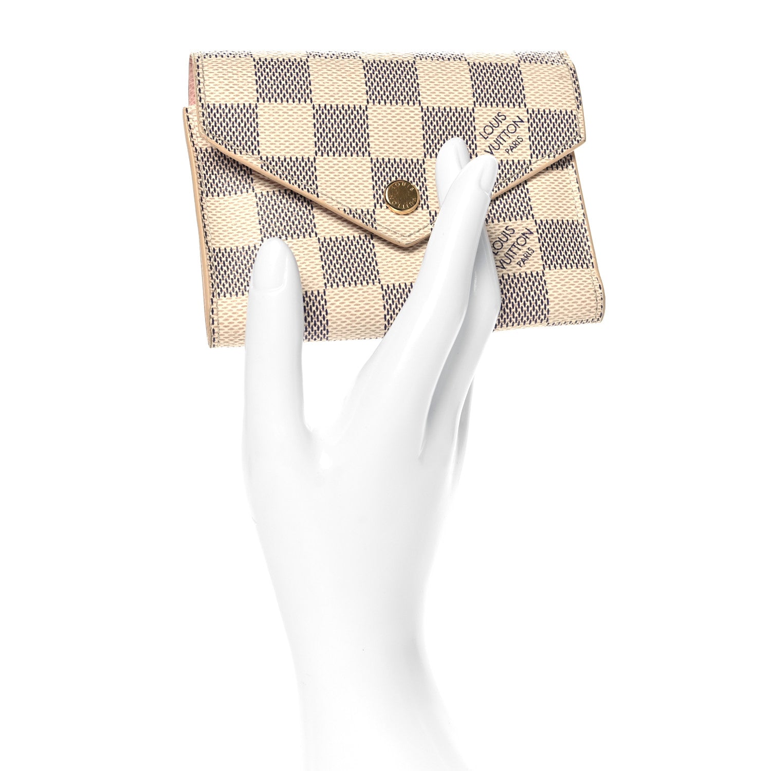 Louis Vuitton Damier Azur Victorine Wallet Rose Ballerine 2 of 7