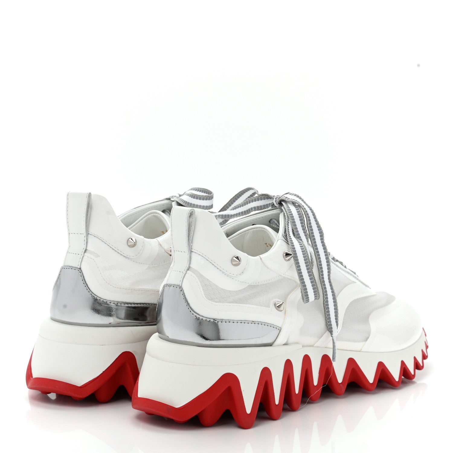 Christian Louboutin Transparent Mesh Patent Calfskin Sharkina Sneakers 38.5 White 4 of 9