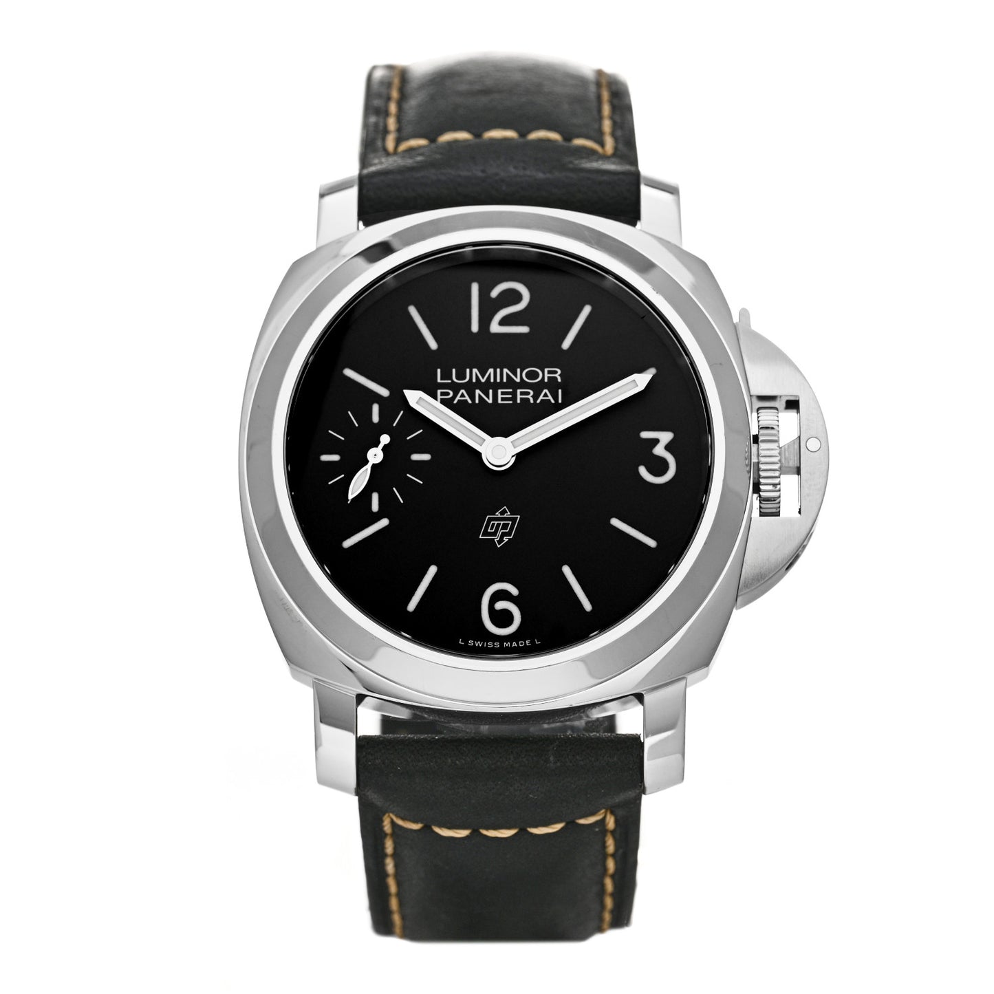 Stainless Steel Calfskin 44mm Luminor Logo Manual Winding Watch Black PAM01084