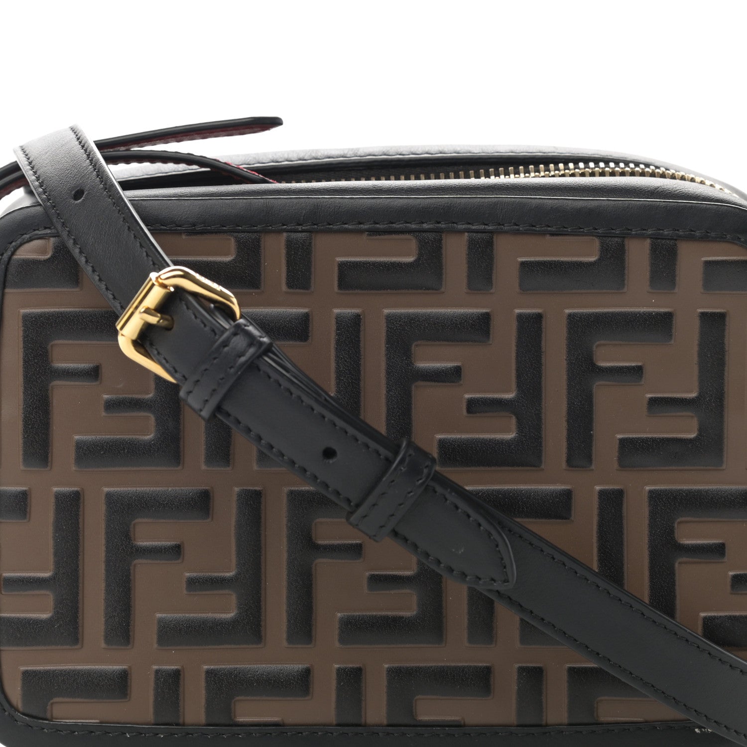Fendi Vitello Century Bi-Color FF 1974 Embossed Mini Camera Case Maya Black 8 of 17