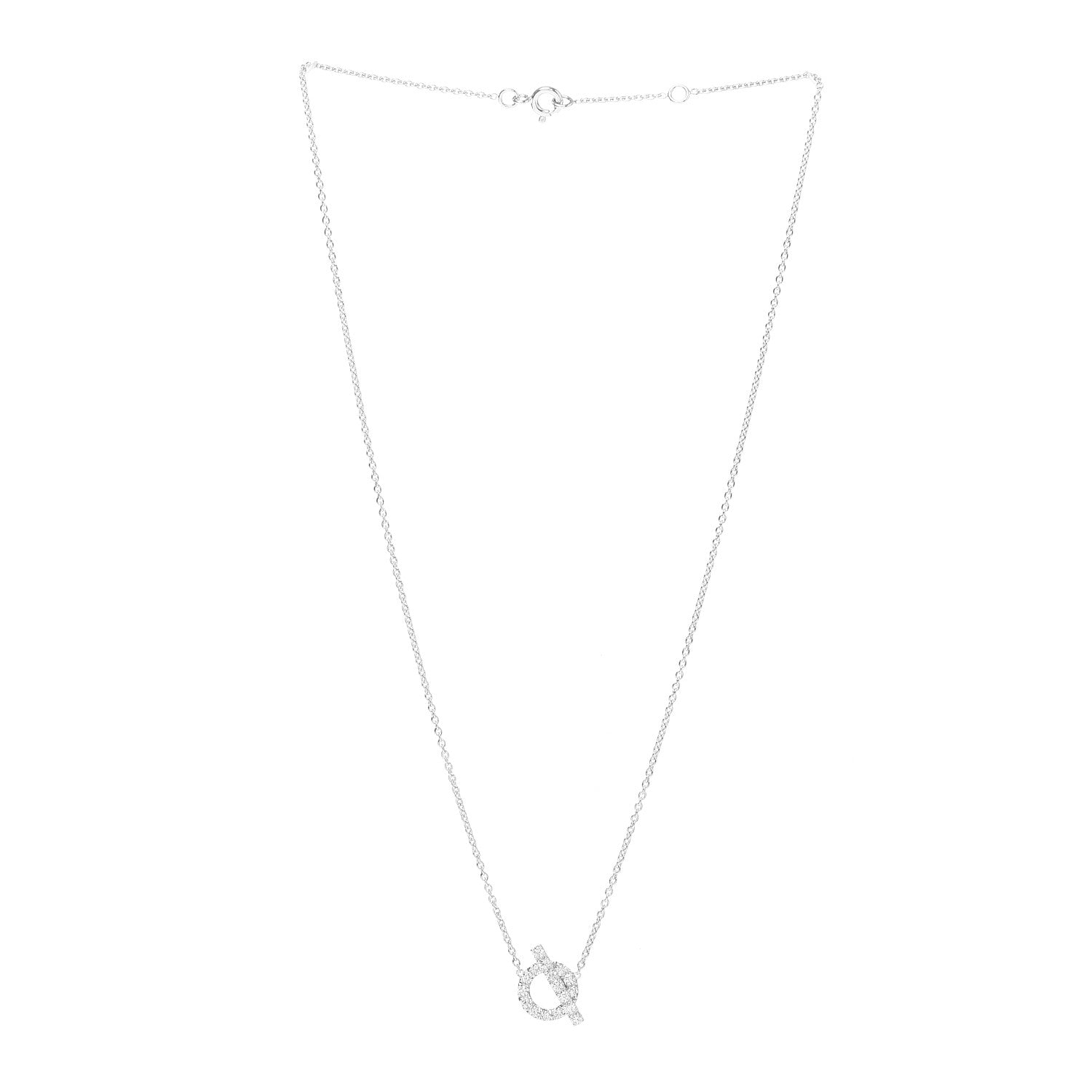 Hermes 18K White Gold Diamond Finesse Pendant Necklace 3 of 6