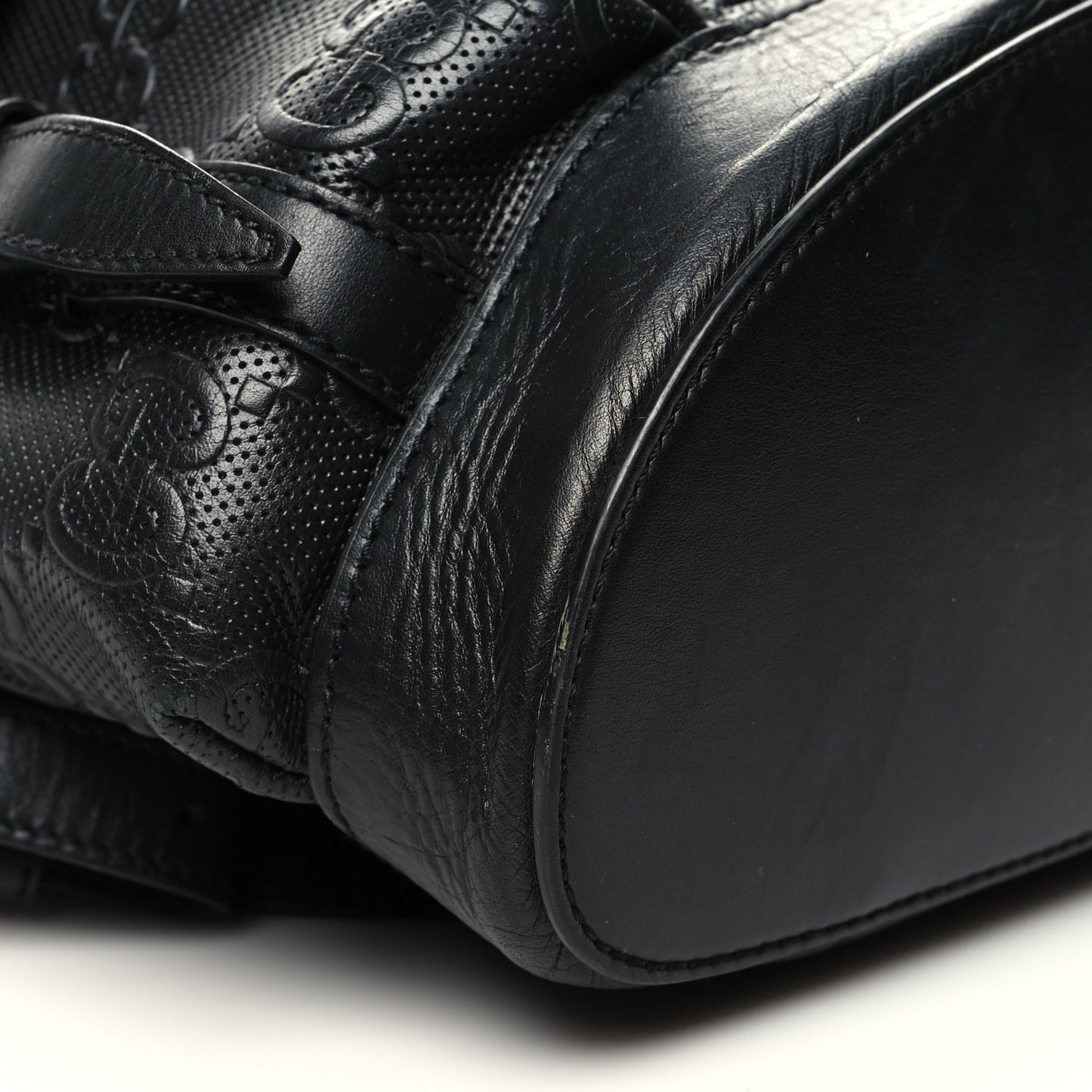 Calfskin GG Tennis Embossed Double Buckle Backpack Black