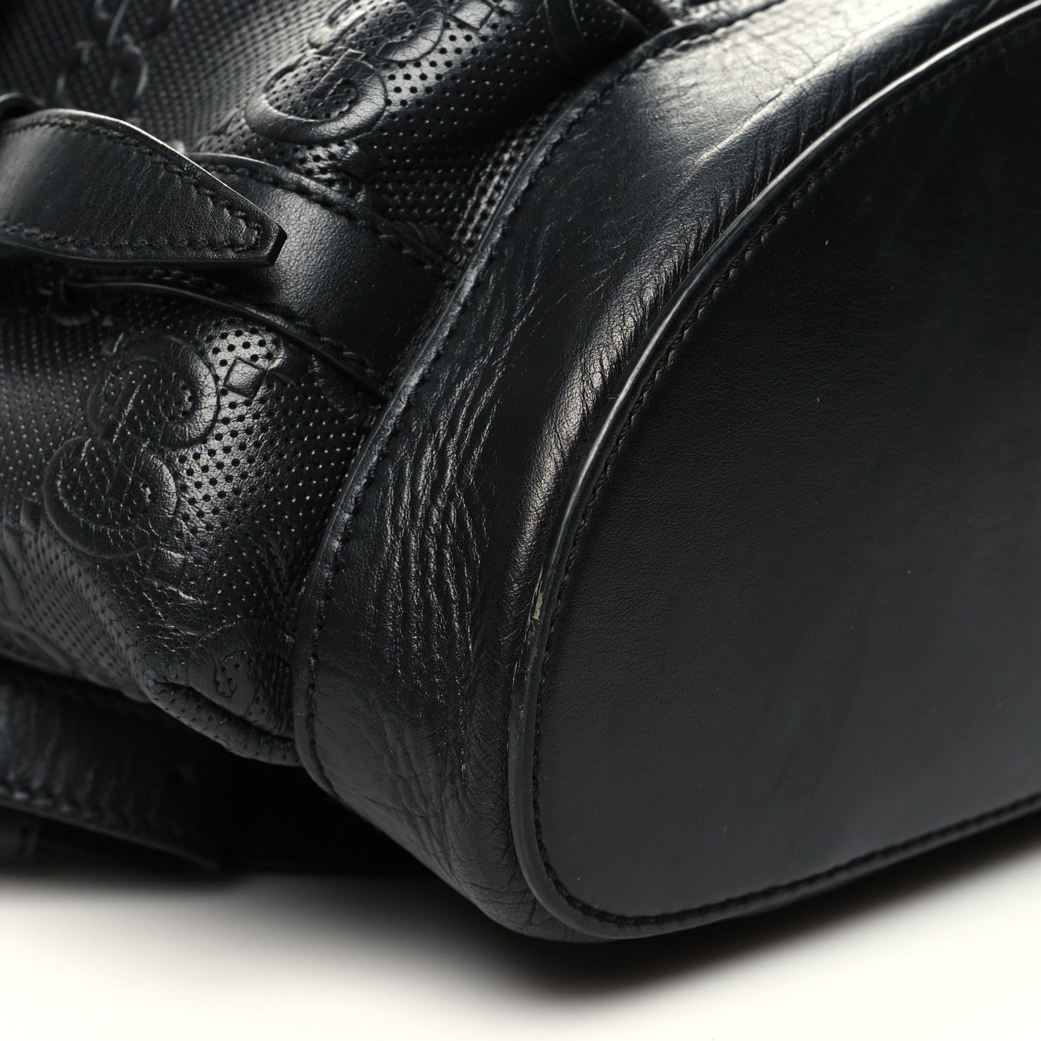 Gucci Calfskin GG Tennis Embossed Double Buckle Backpack Black 9 of 17