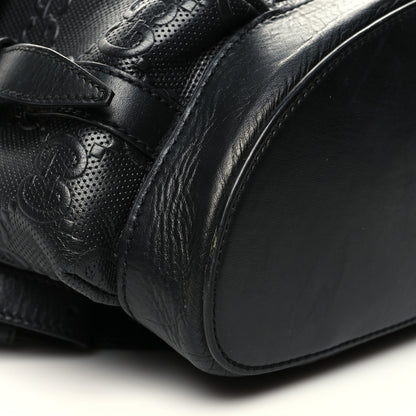 Gucci Calfskin GG Tennis Embossed Double Buckle Backpack Black 9 of 17