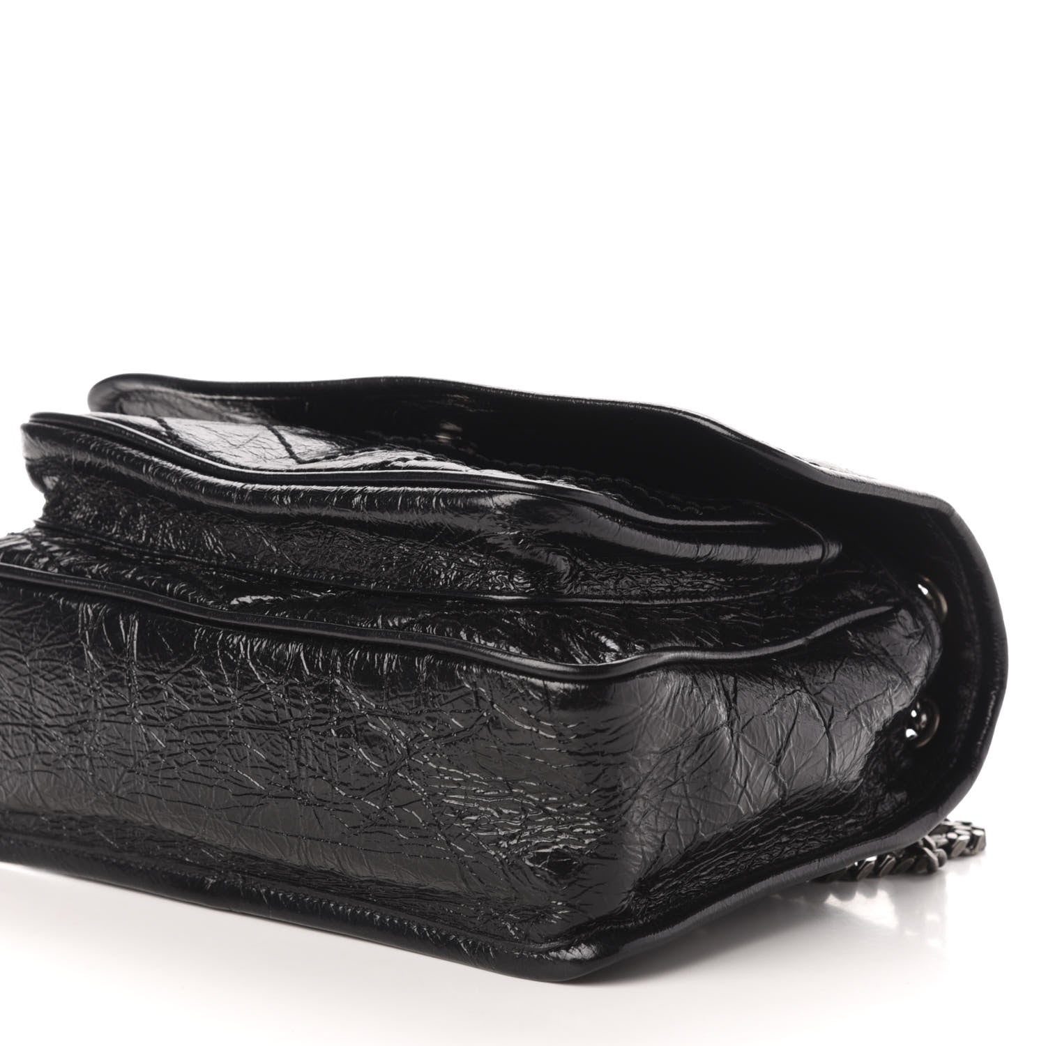 Saint Laurent Crinkled Calfskin Matelasse Monogram Baby Niki Chain Satchel Black 9 of 10