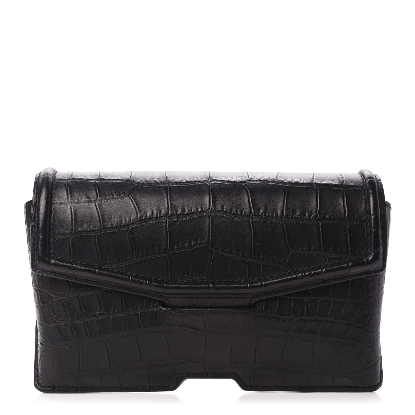 Calfskin Crocodile Embossed Clutch Black