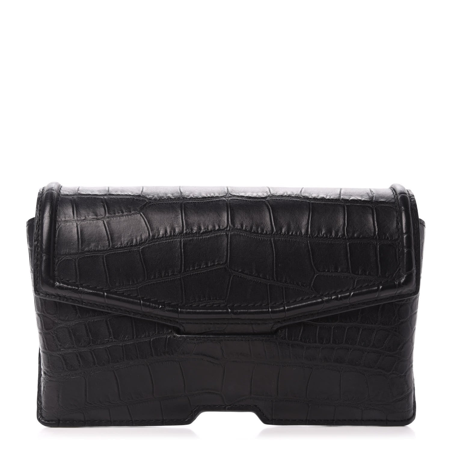 Alexander Wang Calfskin Crocodile Embossed Clutch Black 1 of 6