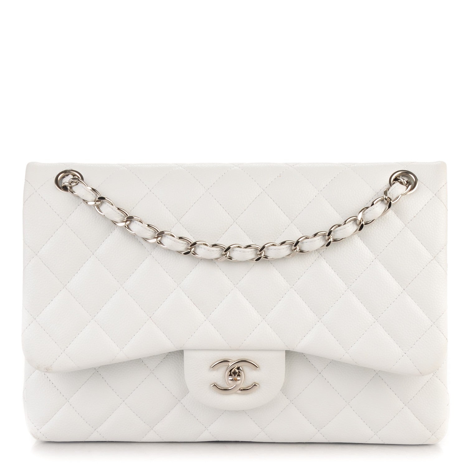 Chanel Caviar Quilted Jumbo Double Flap White 1 of 8