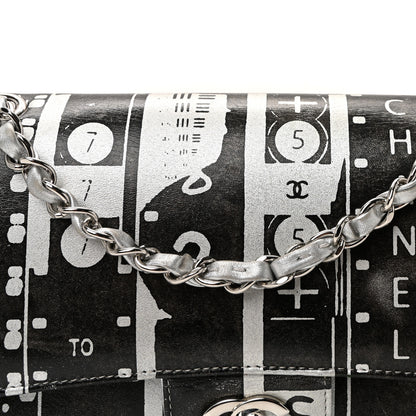 Chanel Lambskin Graffiti Printed Medium Double Flap Black Silver 8 of 10