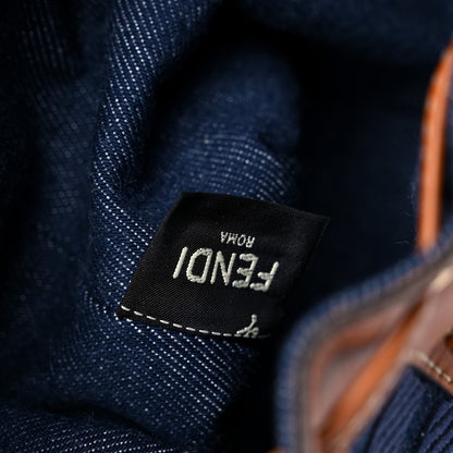 Fendi Denim Vitello King F is Fendi FF Embroidered Mini Mon Tresor Bucket Bag Blue Cuoio 6 of 10