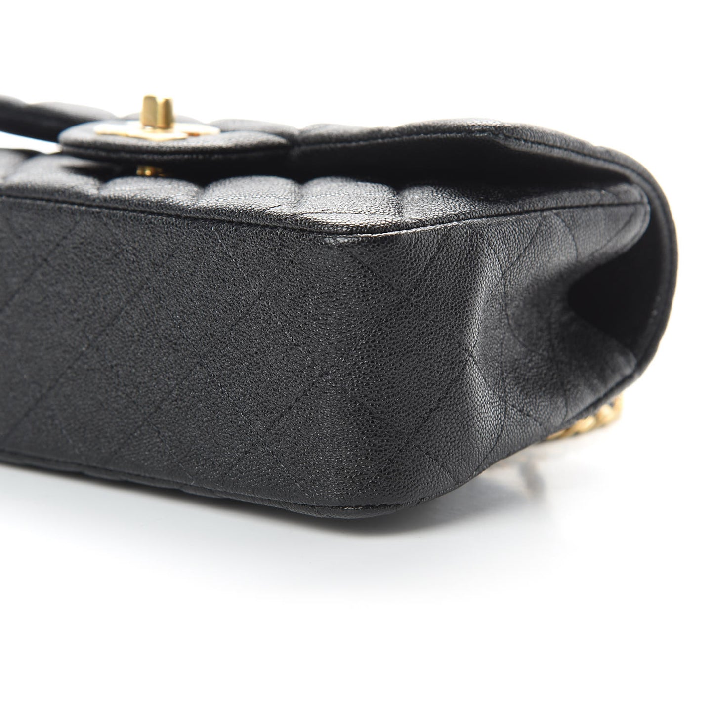 Caviar Quilted Mini Top Handle Rectangular Flap Black