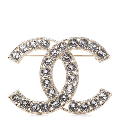Chanel Crystal CC Brooch Light Gold 1 of 5