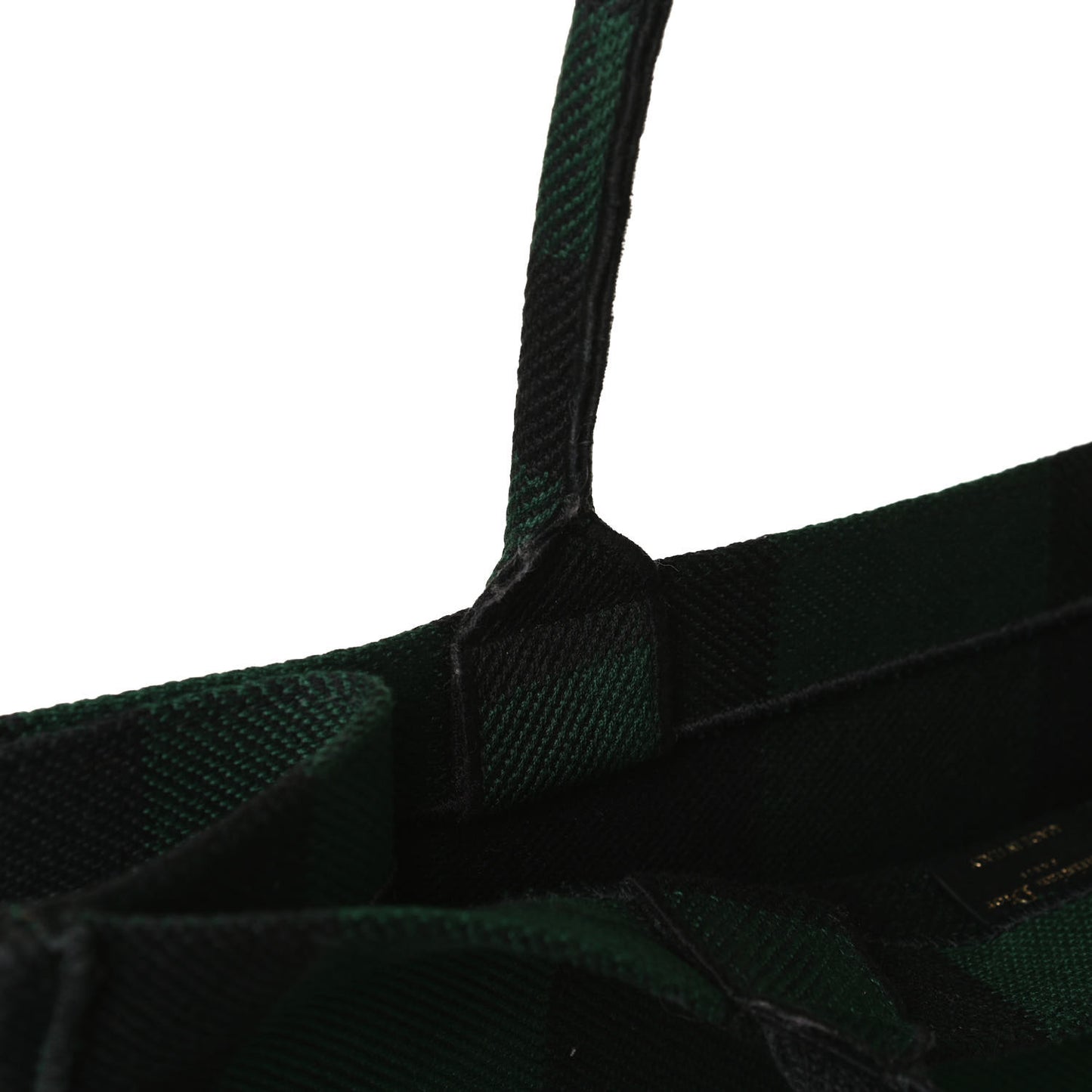Canvas Embroidered Checkered Book Tote Black Green