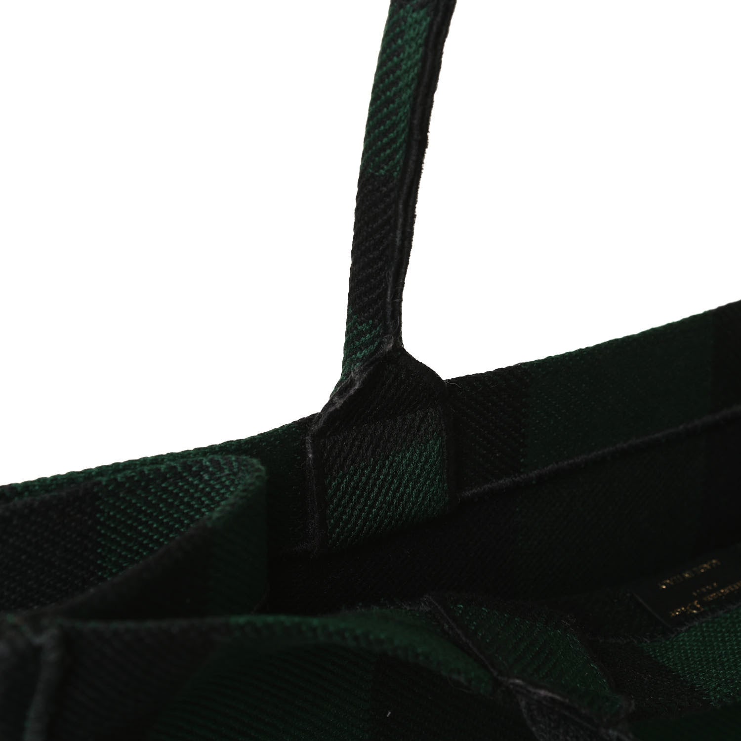Christian Dior Canvas Embroidered Checkered Book Tote Black Green 12 of 13