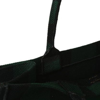 Christian Dior Canvas Embroidered Checkered Book Tote Black Green 12 of 13