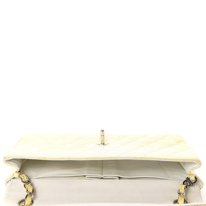Chanel Distressed Patent Calfskin Quilted East West Flap Clutch Ivory 5 of 11