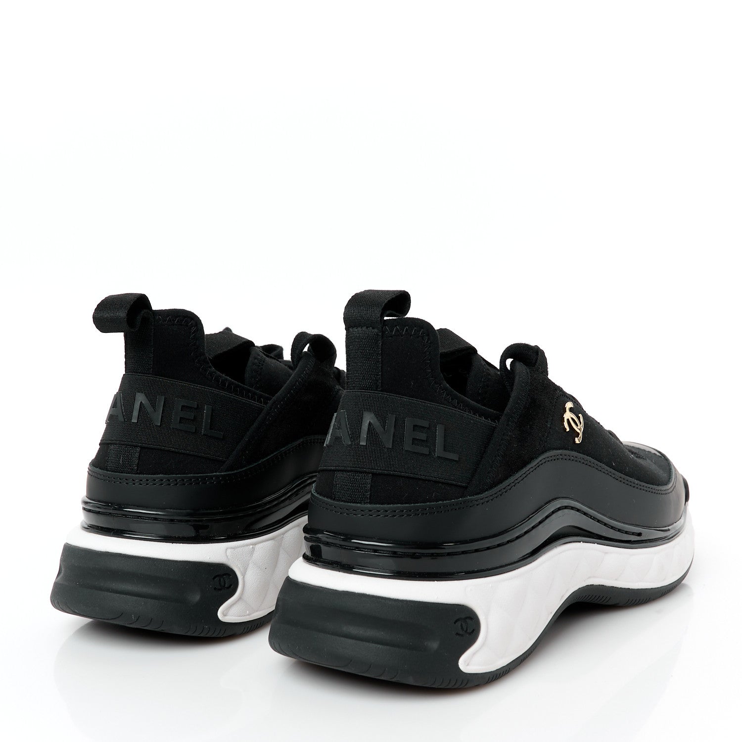 Chanel Velvet Calfskin Mixed Fibers CC Sneakers 40.5 Black 4 of 10