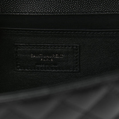 Saint Laurent Grain De Poudre Textured Mixed Matelasse Triquilt Medium Monogram Satchel Black 6 of 7
