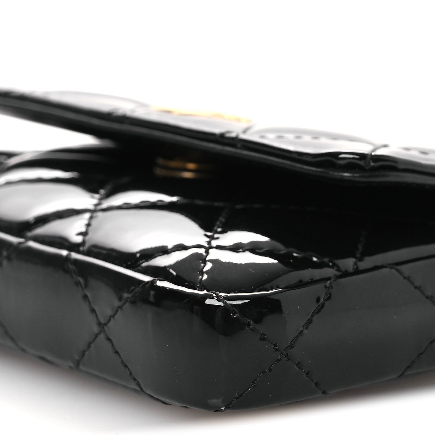 Chanel Patent Enamel Quilted Coco Hearts Clutch With Chain Black 11 of 14