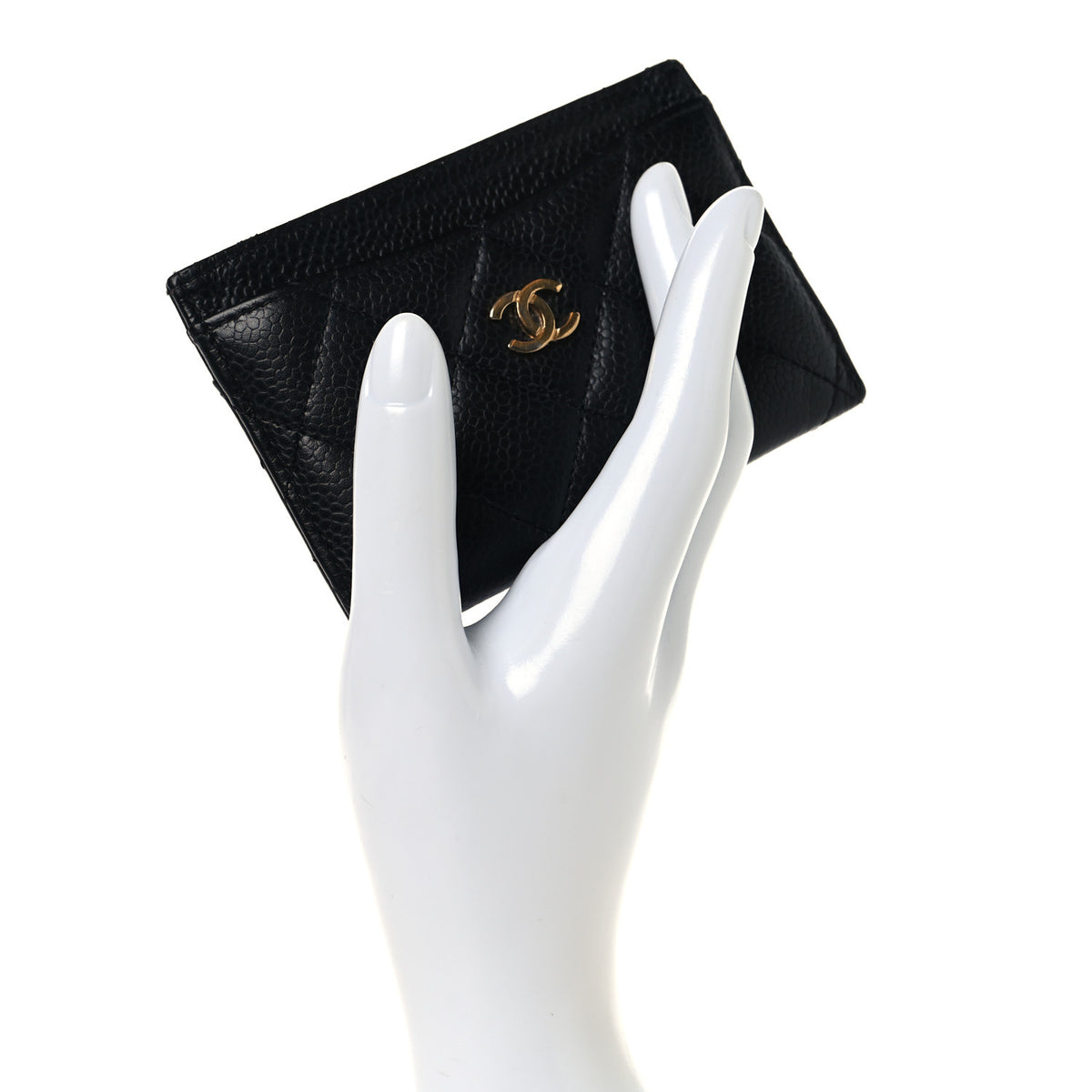 Caviar Quilted Card Holder Black