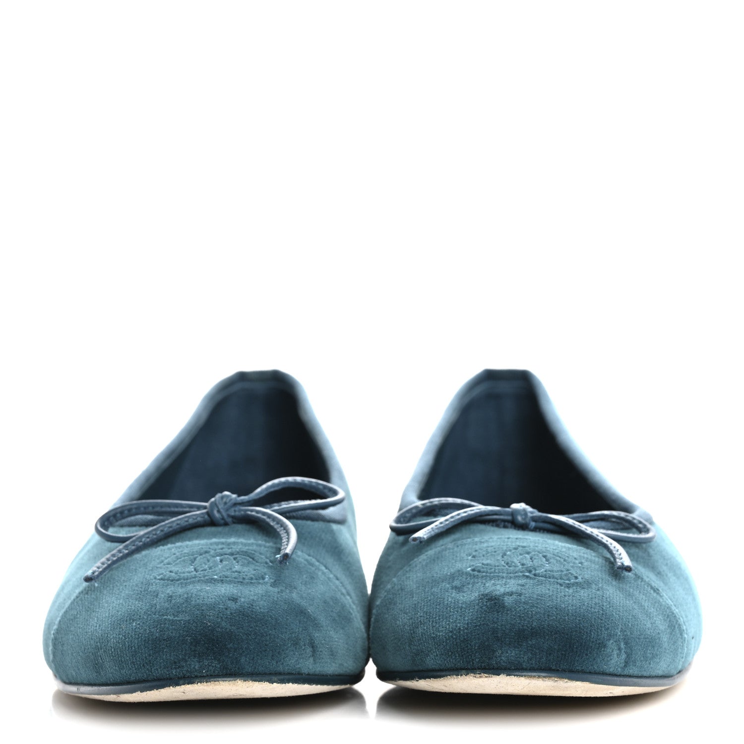 Chanel Velvet Cap Toe Ballerina Flats 39.5 Blue 3 of 11