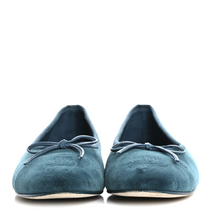 Chanel Velvet Cap Toe Ballerina Flats 39.5 Blue 3 of 11