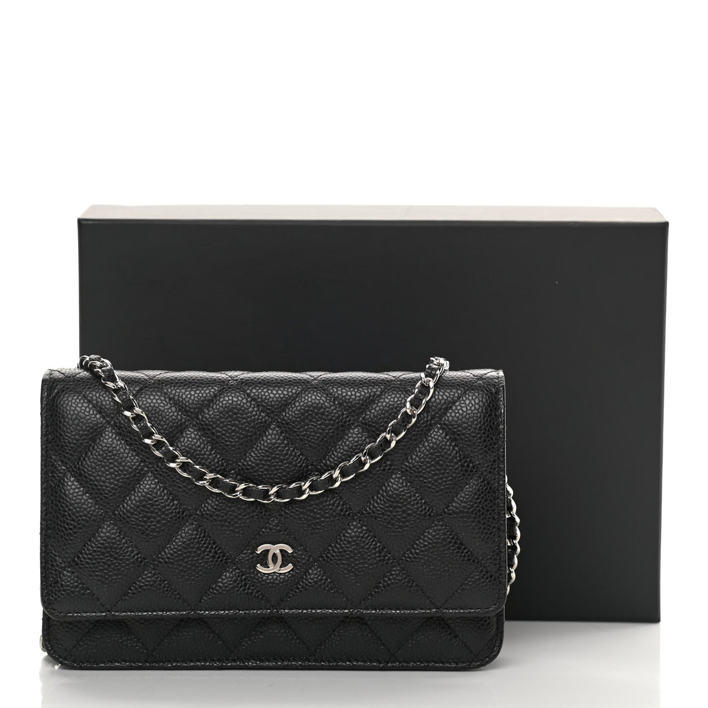 Caviar Quilted Wallet On Chain WOC Black