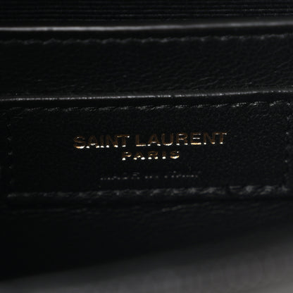 Saint Laurent Grain De Poudre Textured Mixed Matelasse Triquilt Small Monogram Satchel Black 6 of 10