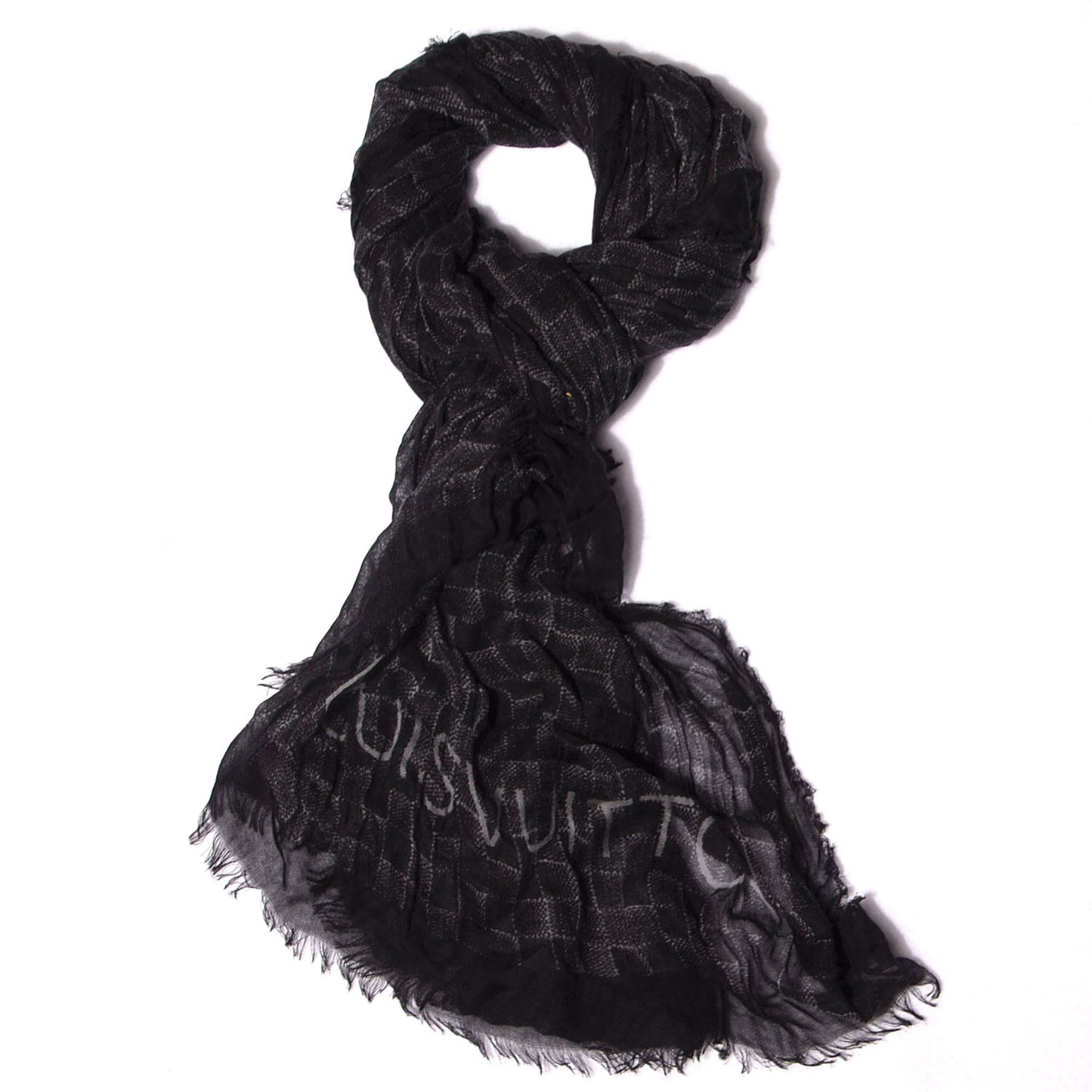 Cashmere Silk Etole Stole Damier Black