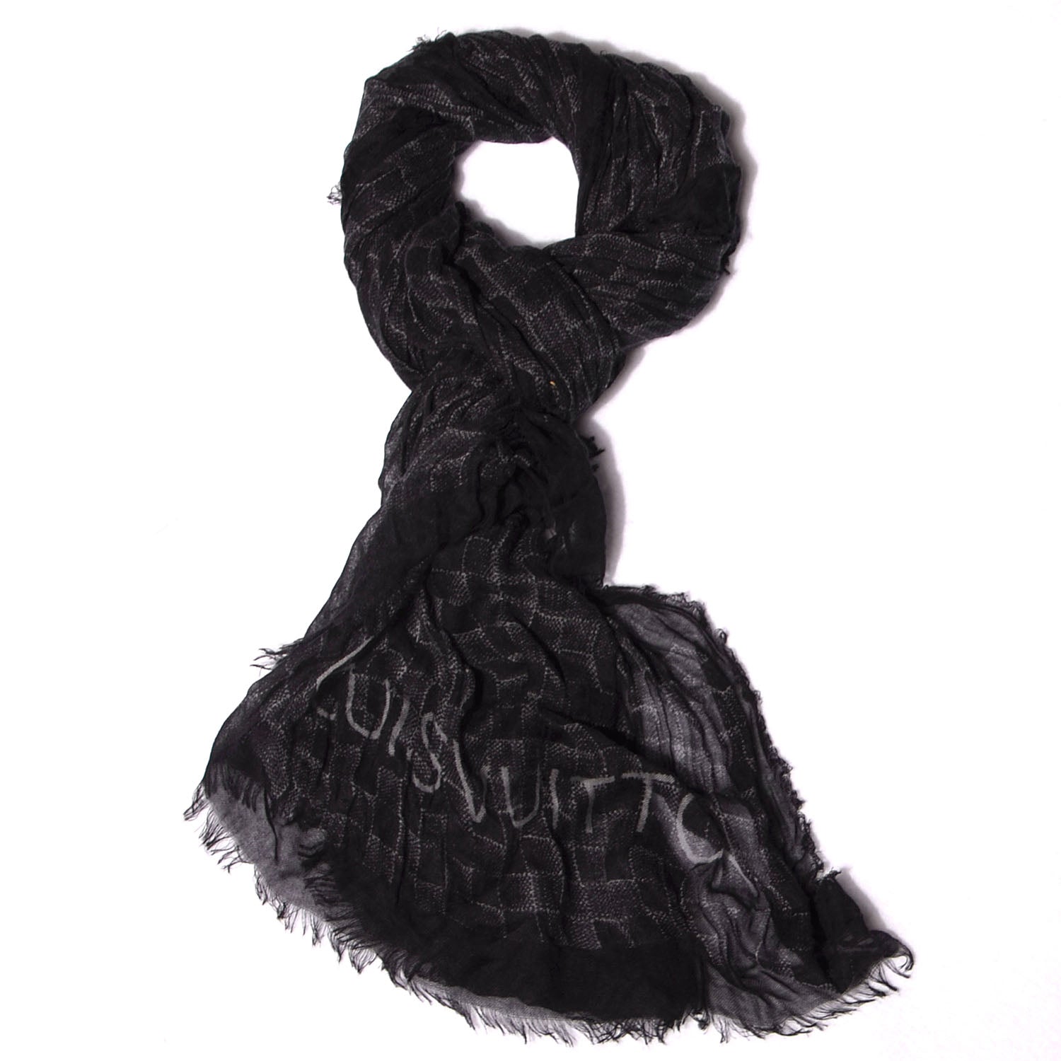 Louis Vuitton Cashmere Silk Etole Stole Damier Black 1 of 6